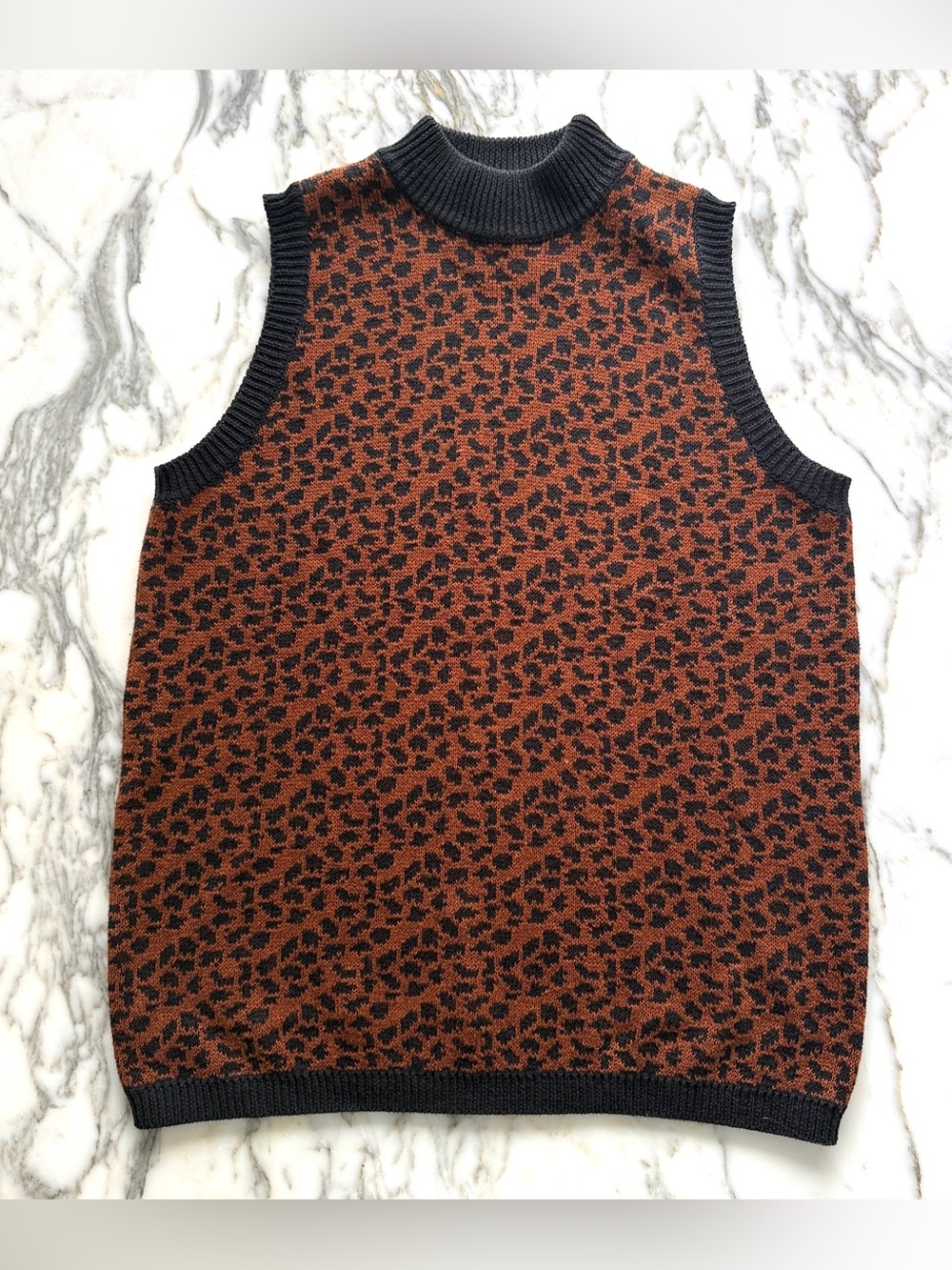 Vintage Leopard Knit Sweater Vest